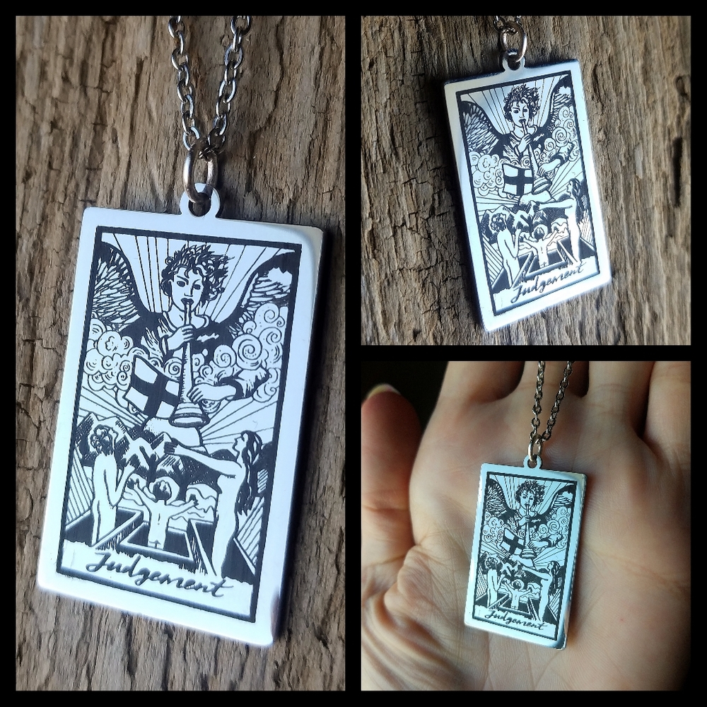 🖤 Judgement- Stainless Tarot Card Necklace